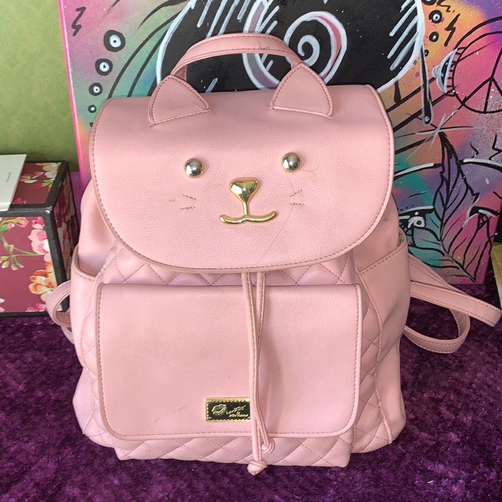 BETSEY JOHNSON Pink Kitty BACKPACK
